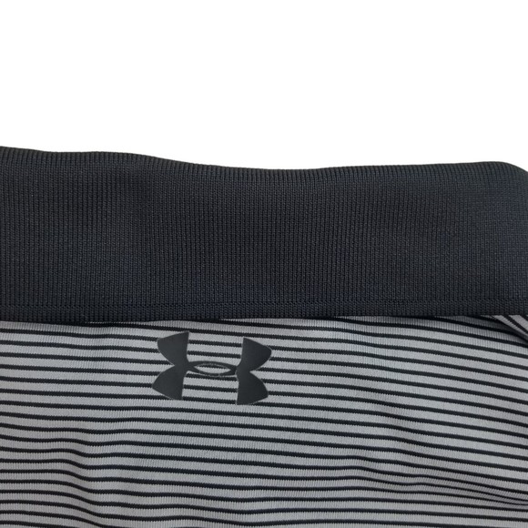 Under Armour Mens Polo Shirt Short Sleeves Striped Loose Heat Gear Black Size XL - Picture 8 of 16